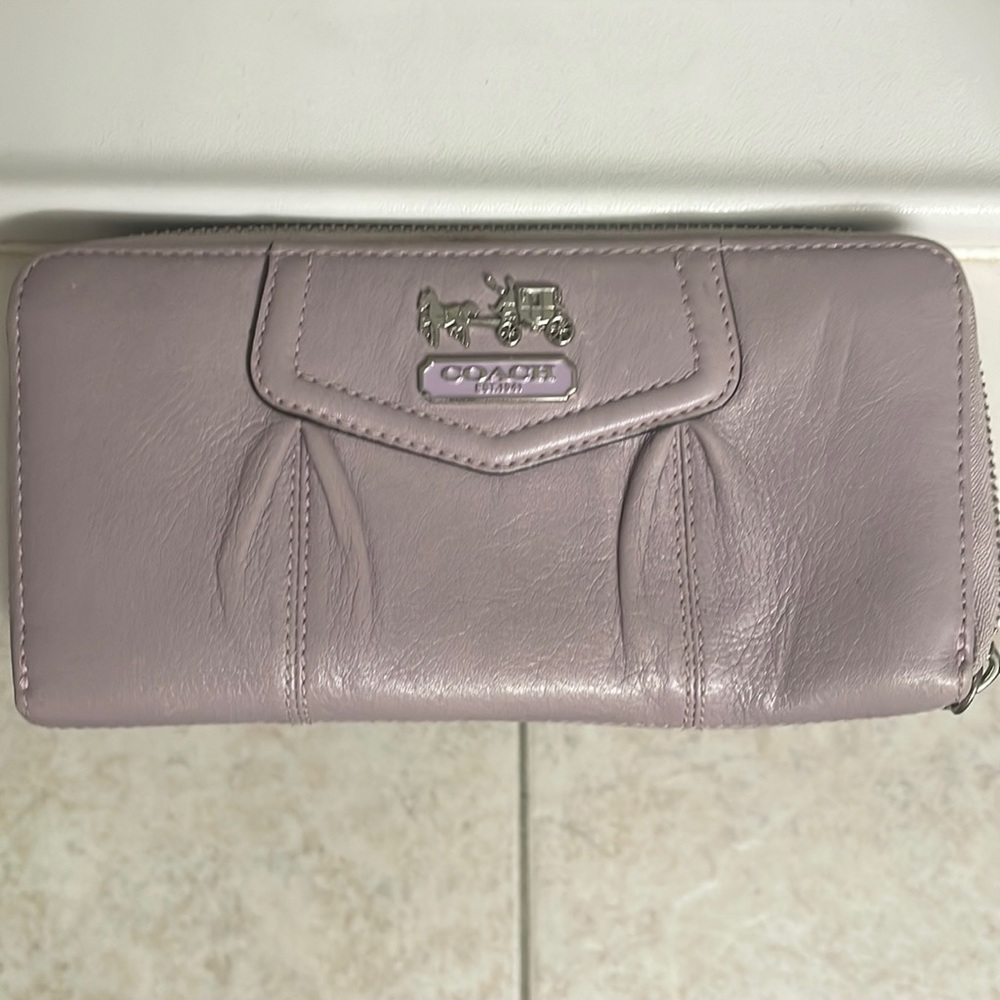 Coach lilac check book wallet